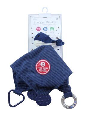 Modern Baby Whale Security Blanket Corduroy Teether Toys Navy Blue Lovey Boy NWT